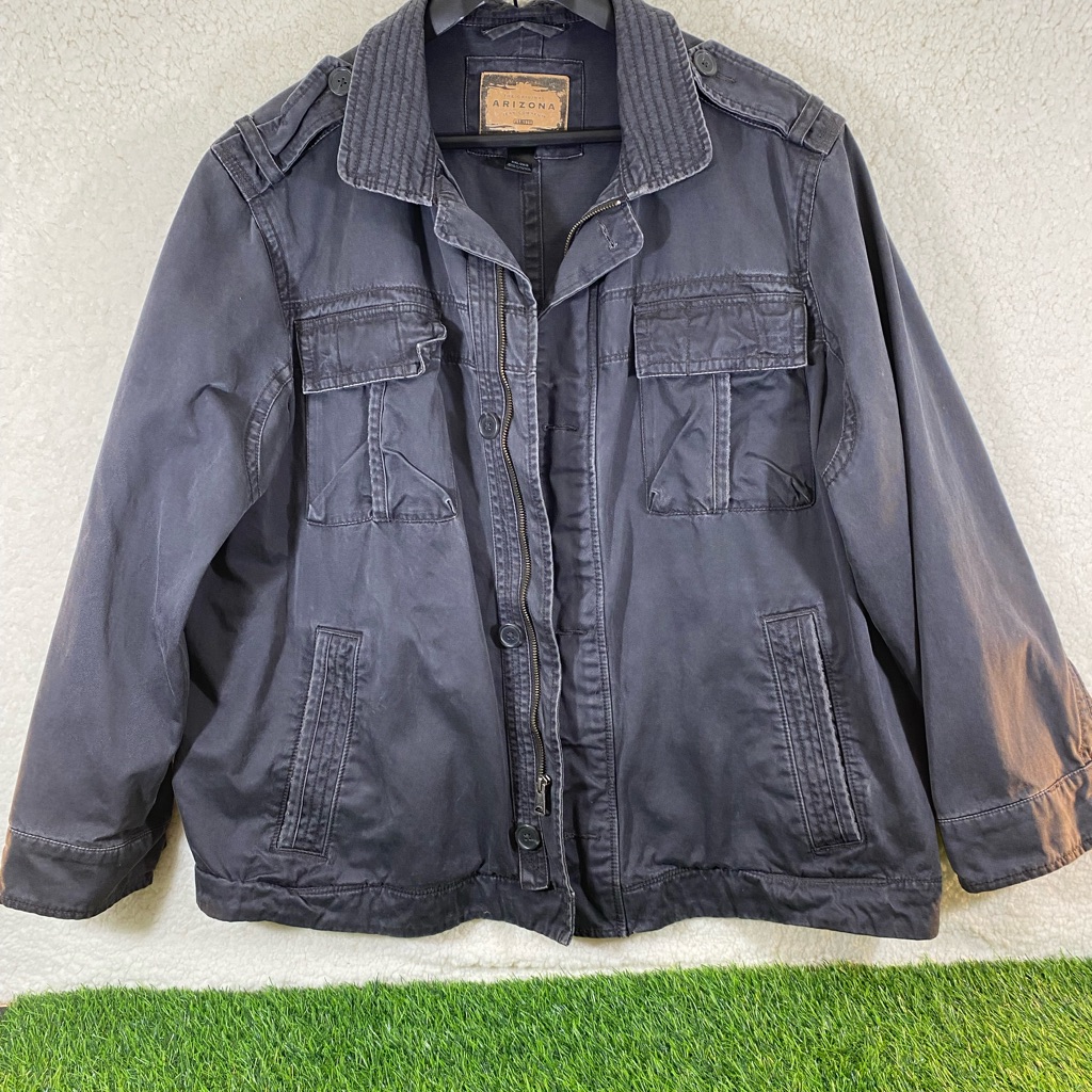 Arizona Men's Vintage Gray Utility Field Military Style Jacket Cargo Size Xxl